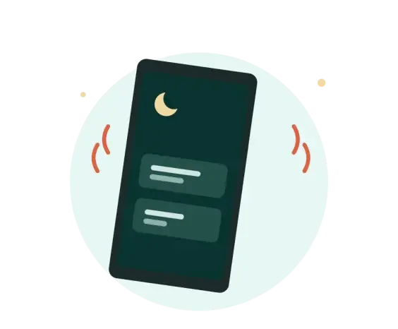 Illustration: a personal phone lighting up with a client’s text late at night