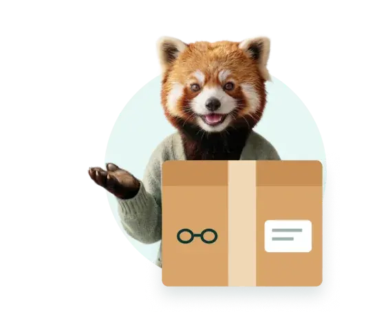 Illustration: Soli’s red panda with a tablet next to a lab box