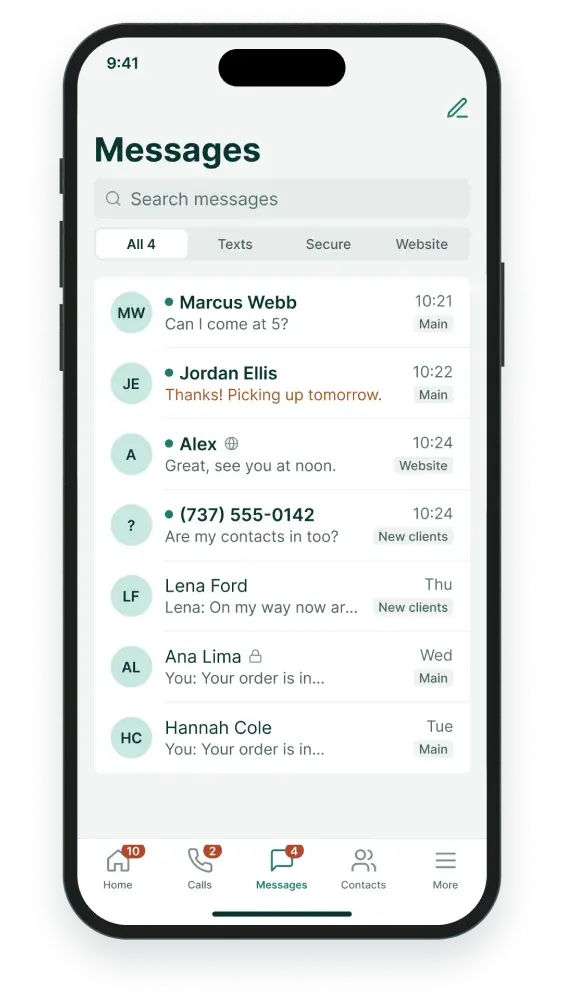 Shared inbox with patient replies to the group text
