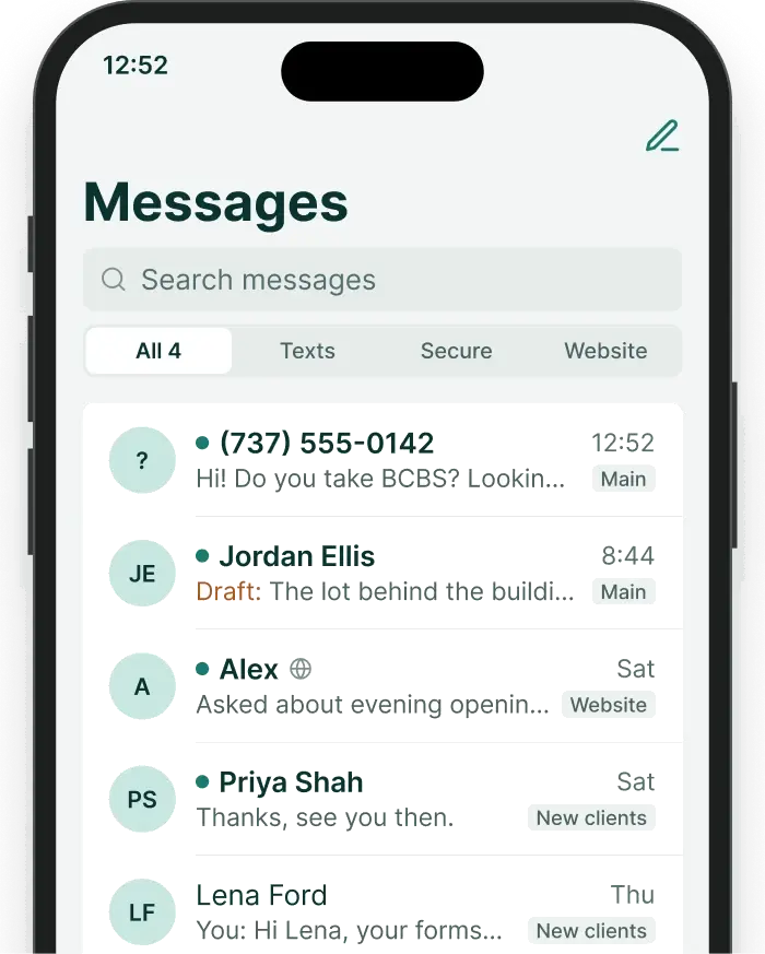 Messages in the Soli phone app with the new caller’s reply at the top