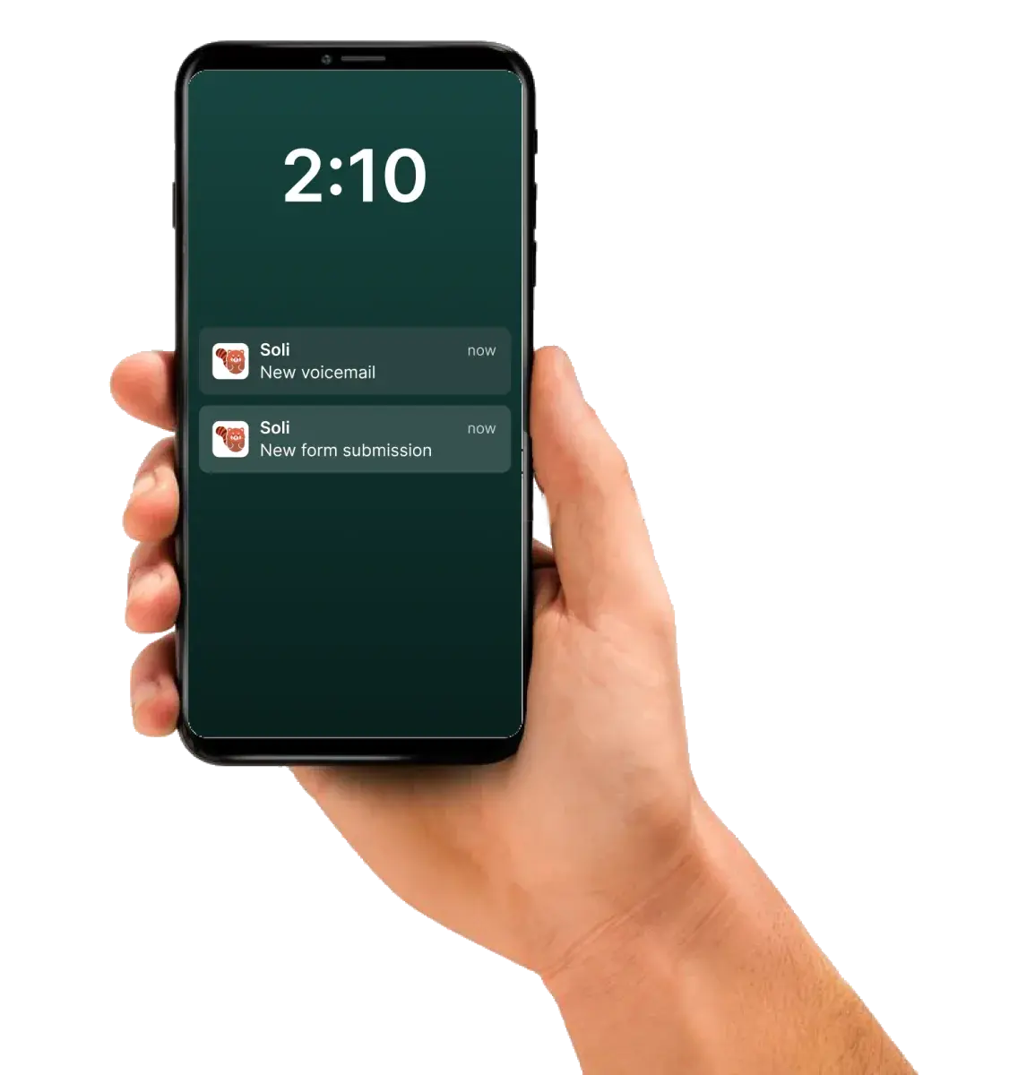 A solo practitioner’s phone with calls and texts on a Soli practice number