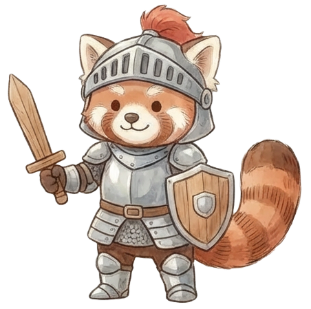 Red panda dressed as a security guard