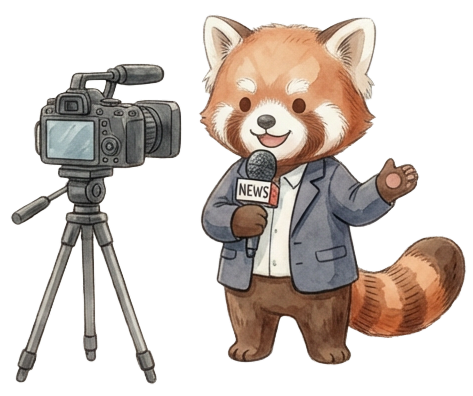 Red panda as a news reporter