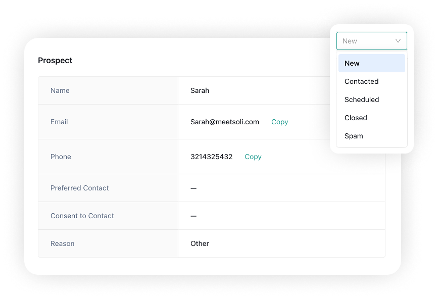 Soli Forms prospect detail view